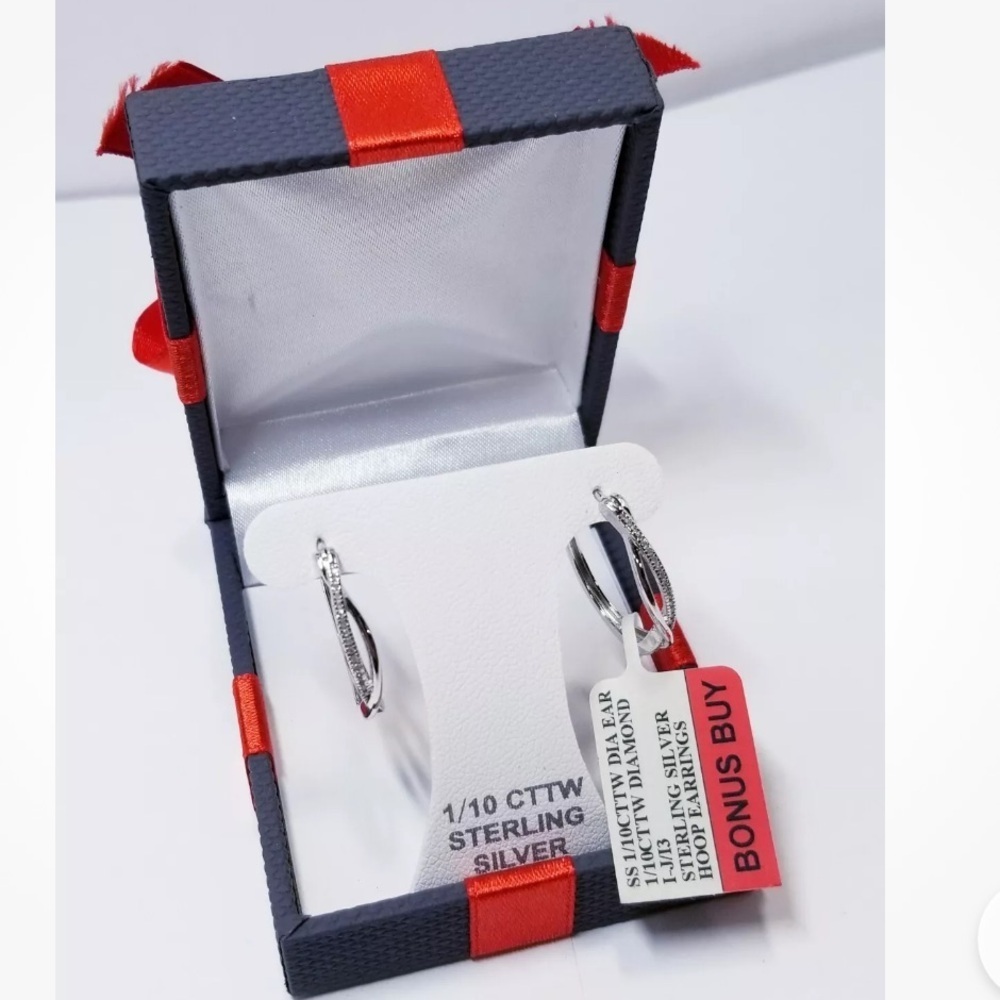 Sterling Silver Diamond Hoop Earrings